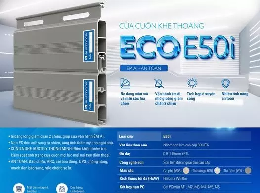 Cửa cuốn Austdoor E50i | Kinh tế giảm chấn 2 chiều